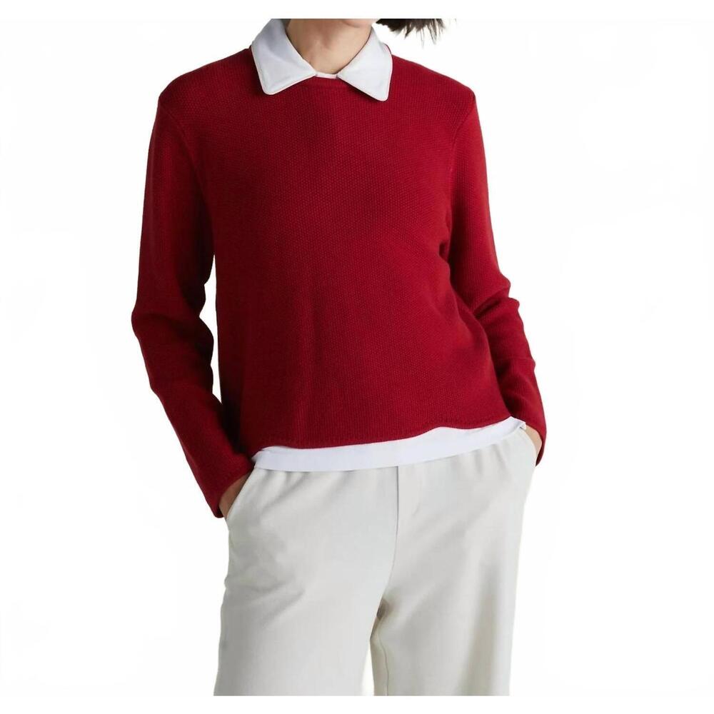 NEW A. PUTNAM mac knit crewneck sweater in ruby